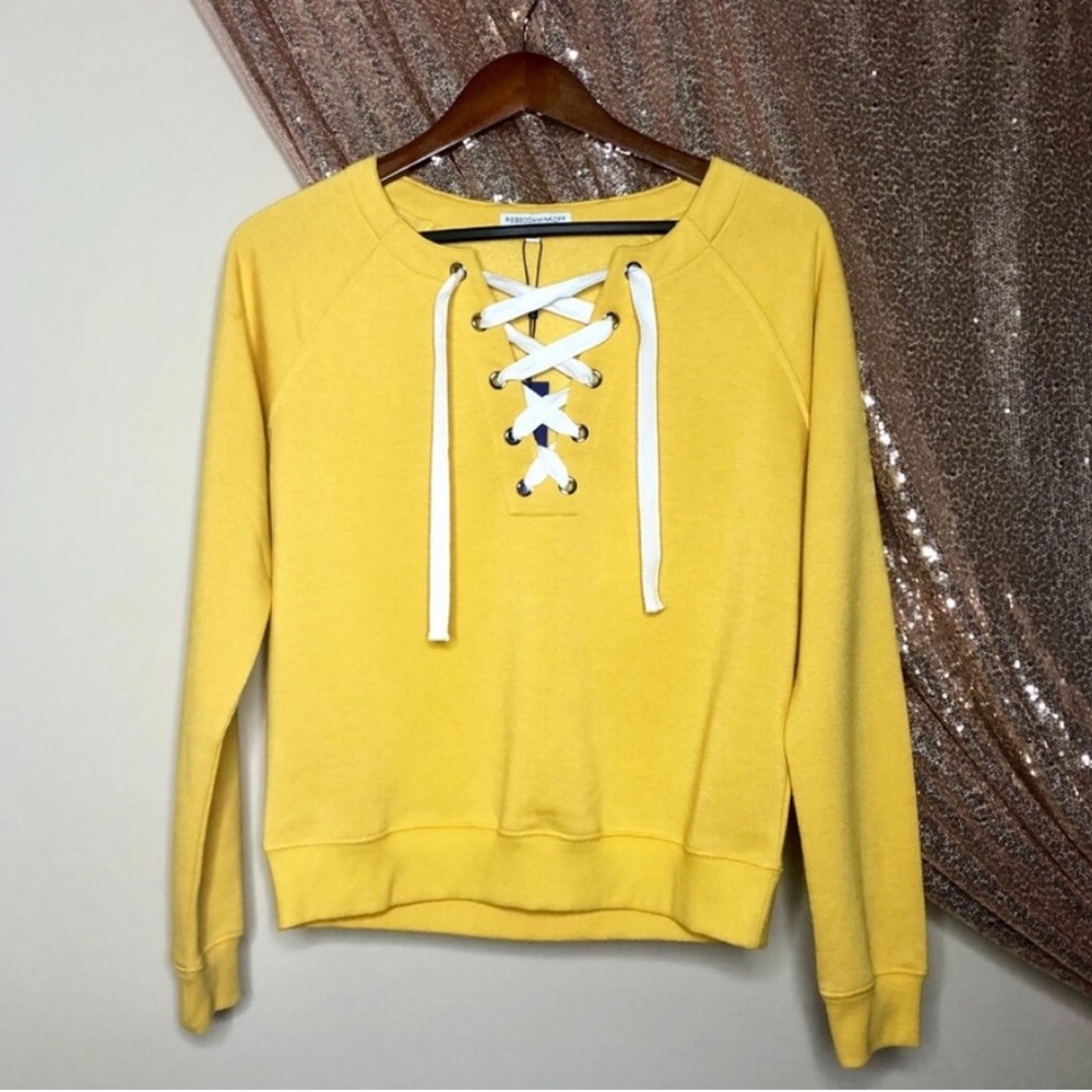 Rebecca Minkoff New Yellow Tie Up Sweatshirt XS - Picture 5 of 9